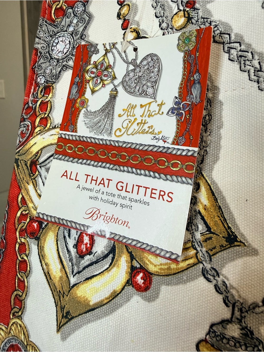 Brighton White and Red 'All That Glitters' Beaded Tote - Picture 2 of 7